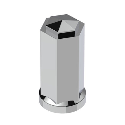 United Pacific - 33mm X 4-1/4" Tall Chrome Plastic Hexagon Style Nut Cover (Thread-On)