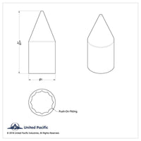 United Pacific - 3/4" X 2-5/16" Chrome Plastic Spike Nut Cover (Push-On) - Individually