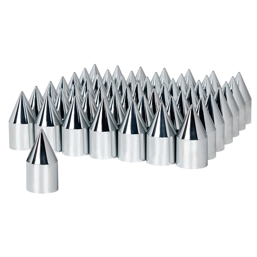 United Pacific - 33mm X 3-1/8" Chrome Plastic Spike Nut Covers (Push-On) - 60 ct.