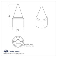 33mm X 4-1/4" Chrome Plastic Stiletto Nut Cover (Thread-On) - Individual or 60 ct.