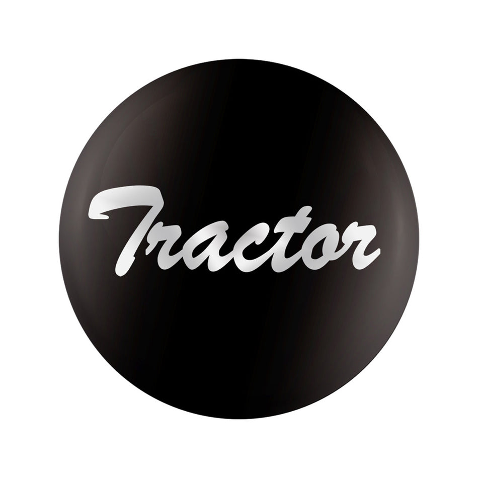 United Pacific - Aluminum Screw-On Air Valve Knob With Tractor Script Sticker (Black)
