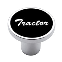 United Pacific - Aluminum Screw-On Air Valve Knob With Tractor Script Sticker (Black)