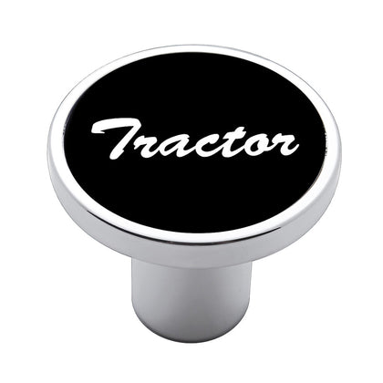 United Pacific - Aluminum Screw-On Air Valve Knob With Tractor Script Sticker (Black)