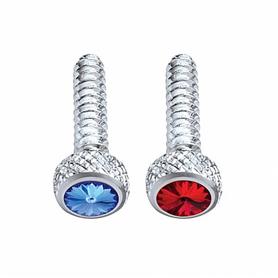 United Pacific - Chrome Short Dash Screw For Freightliner With Blue or Red Crystal