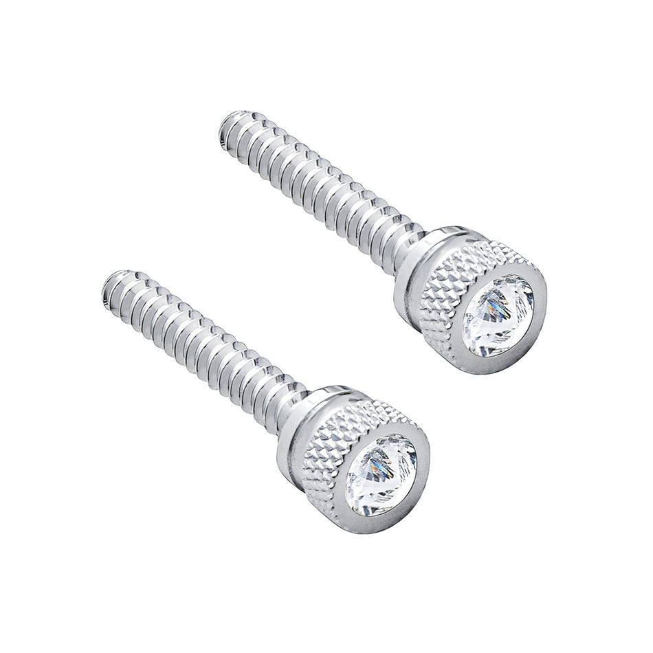 United Pacific - Chrome Long Dash Screw With Blue Crystal For Freightliner (2-Pack)