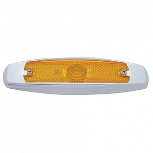 United Pacific - Single Halogen Bulb Light (Clearance/Marker) With Stainless Steel Bezel (Amber Lens)