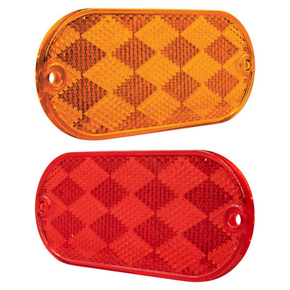 United Pacific - 4" X 2" Oval Quick Mount Reflector - Amber or Red (20 Pcs)