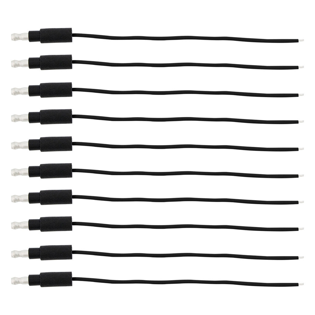 6" Single Lead Wire With .180 Bullet Termination & Stripped End - Black or White (10 Pack)