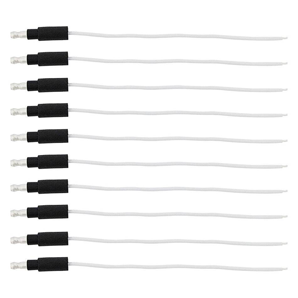 6" Single Lead Wire With .180 Bullet Termination & Stripped End - Black or White (10 Pack)