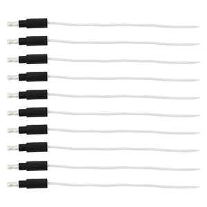 6" Single Lead Wire With .180 Bullet Termination & Stripped End - Black or White (10 Pack)