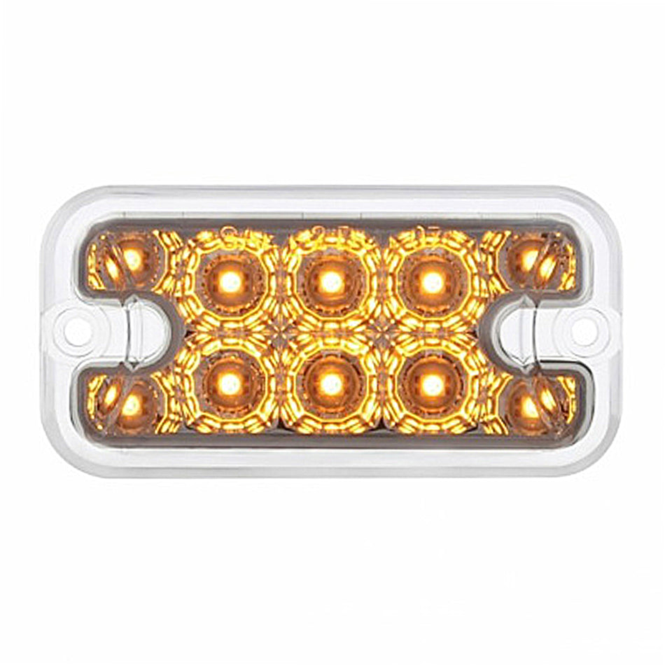 10 LED Dual Function Reflector Rectangular Light - Amber LED/Clear Lens