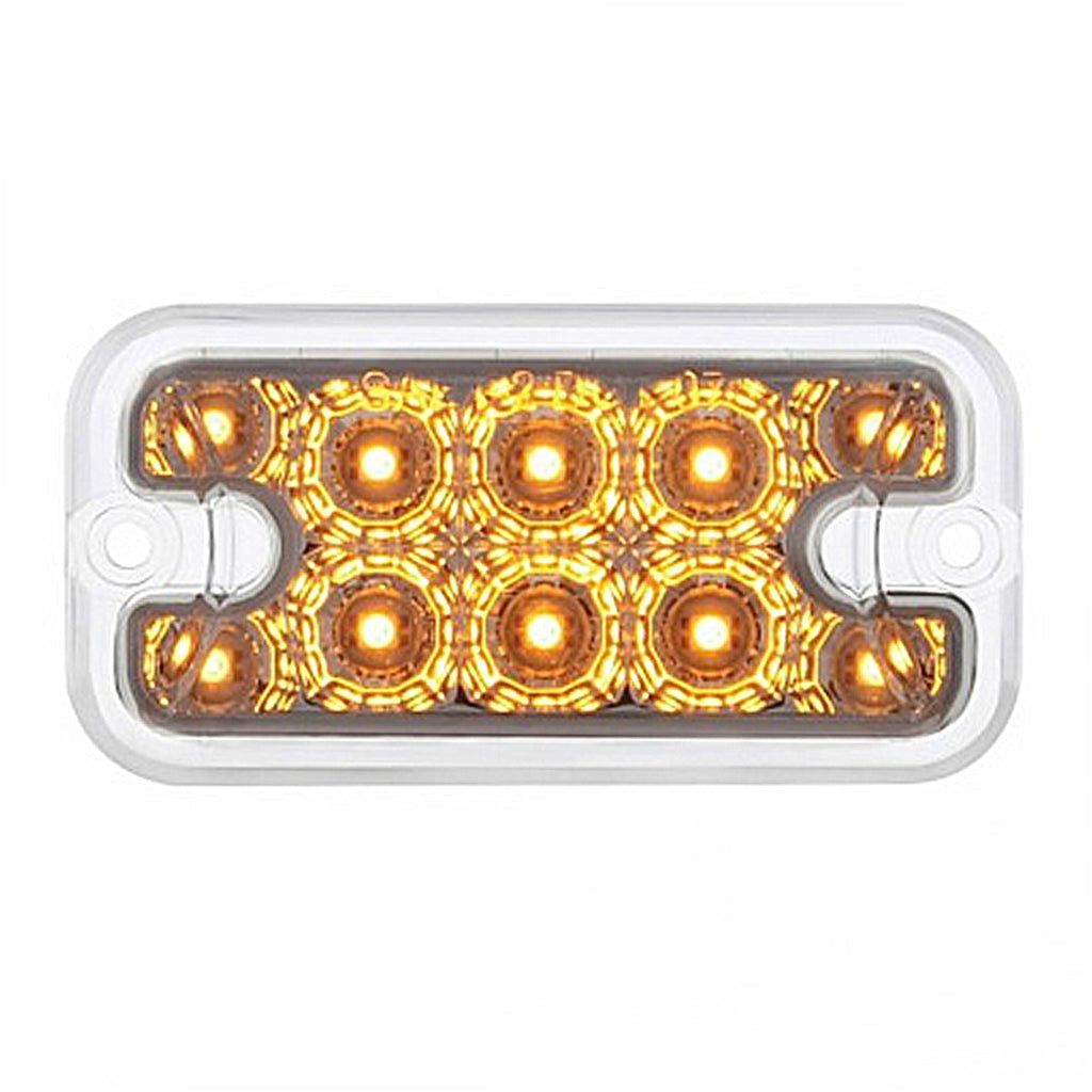 10 LED Dual Function Reflector Rectangular Light - Amber LED/Clear Lens