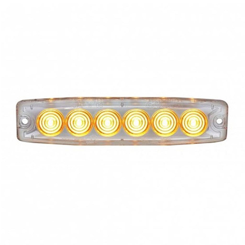 United Pacific - 6 High Power LED Super Thin Warning Light (Amber or White - Clear Lens)