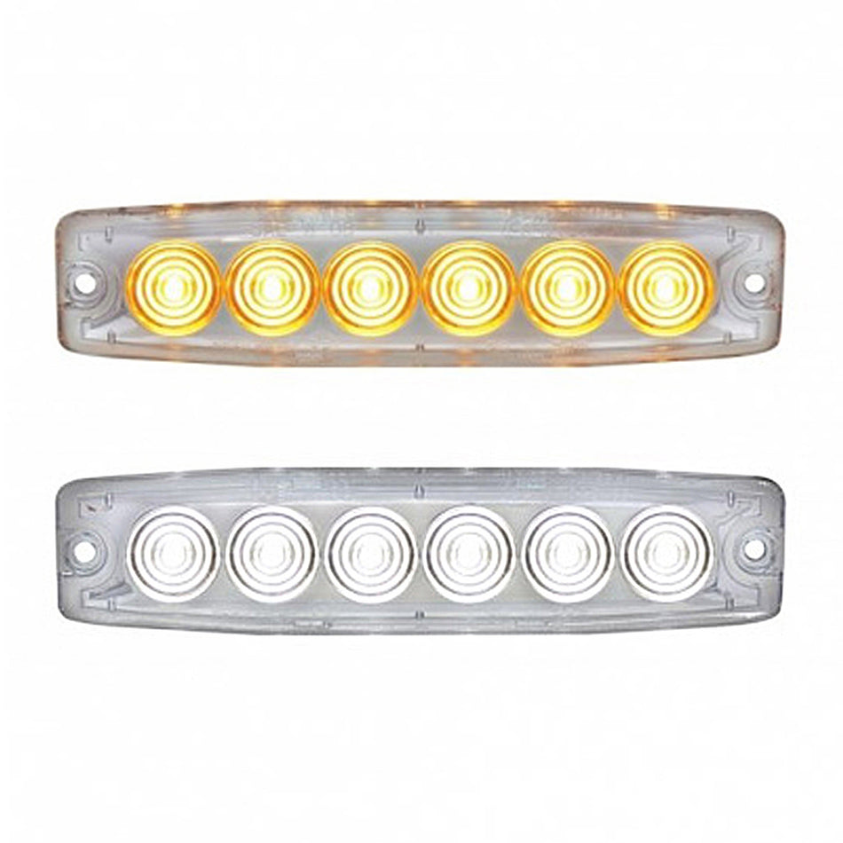 United Pacific - 6 High Power LED Super Thin Warning Light (Amber or White - Clear Lens)