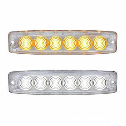 United Pacific - 6 High Power LED Super Thin Warning Light (Amber or White - Clear Lens)