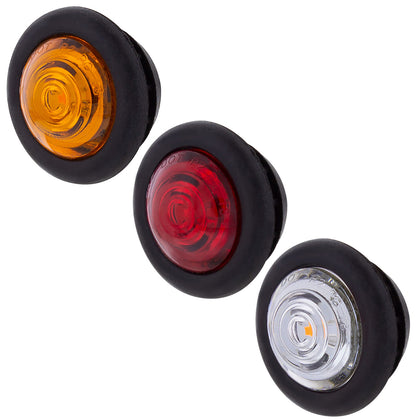 1 LED 3/4" Mini Clearance Light w Rubber Grommet (Amber or Red LEDs - Amber, Red or Clear Lens)