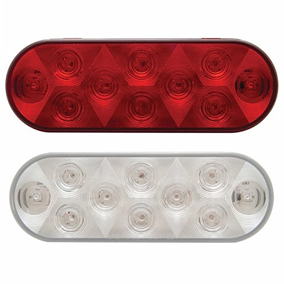 10 LED Oval Stop, Turn & Tail Light or Full Kit (Red or White LED - Red or Clear Lens)