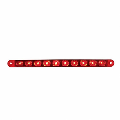 United Pacific - 10 LED 9" Split Turn Function Light Bar - Red LED (Red Lens)