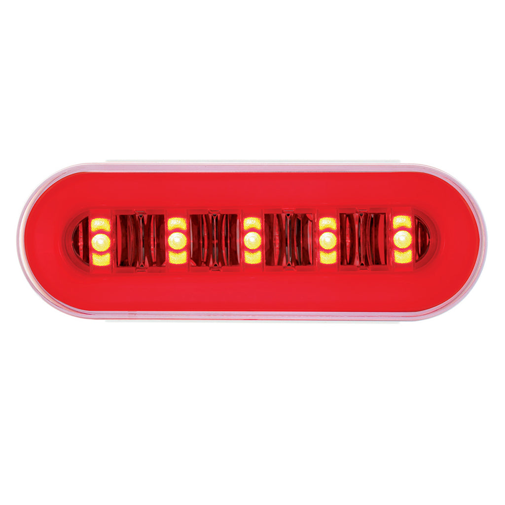 22 LED 6" Oval GloLight w Divider Bar Inner Design (Stop, Turn & Tail) - Red LED (Red Insert) Light Only or Full Light Kit