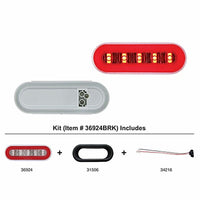 22 LED 6" Oval GloLight w Divider Bar Inner Design (Stop, Turn & Tail) - Red LED (Red Insert) Light Only or Full Light Kit