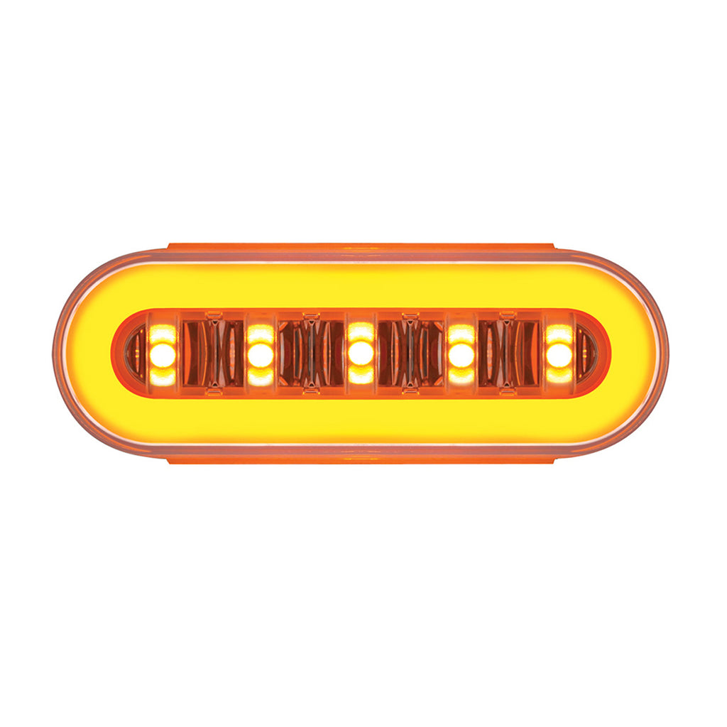 22 LED 6" Oval Clear Lens With Halo Insert GloLight Light - Amber LEDs (Amber Insert) Light Only or Full Light Kit