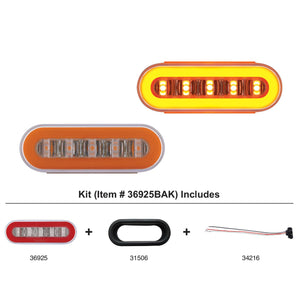 22 LED 6" Oval Clear Lens With Halo Insert GloLight Light - Amber LEDs (Amber Insert) Light Only or Full Light Kit