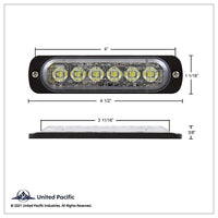 6 High Power LED Super Thin Directional Warning Light - Amber & White LED