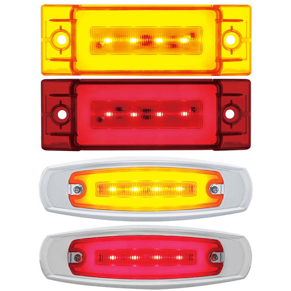 16 LED Rectangular Clearance/Marker GloLight with or without Bezel - Amber or Red LEDs (Amber or Red Lens)