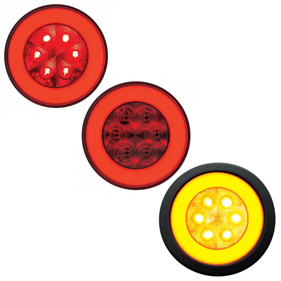 21 LED 4" Round Stop, Turn & Tail GloLight - Amber or Red LEDs (Amber or Red Lens)
