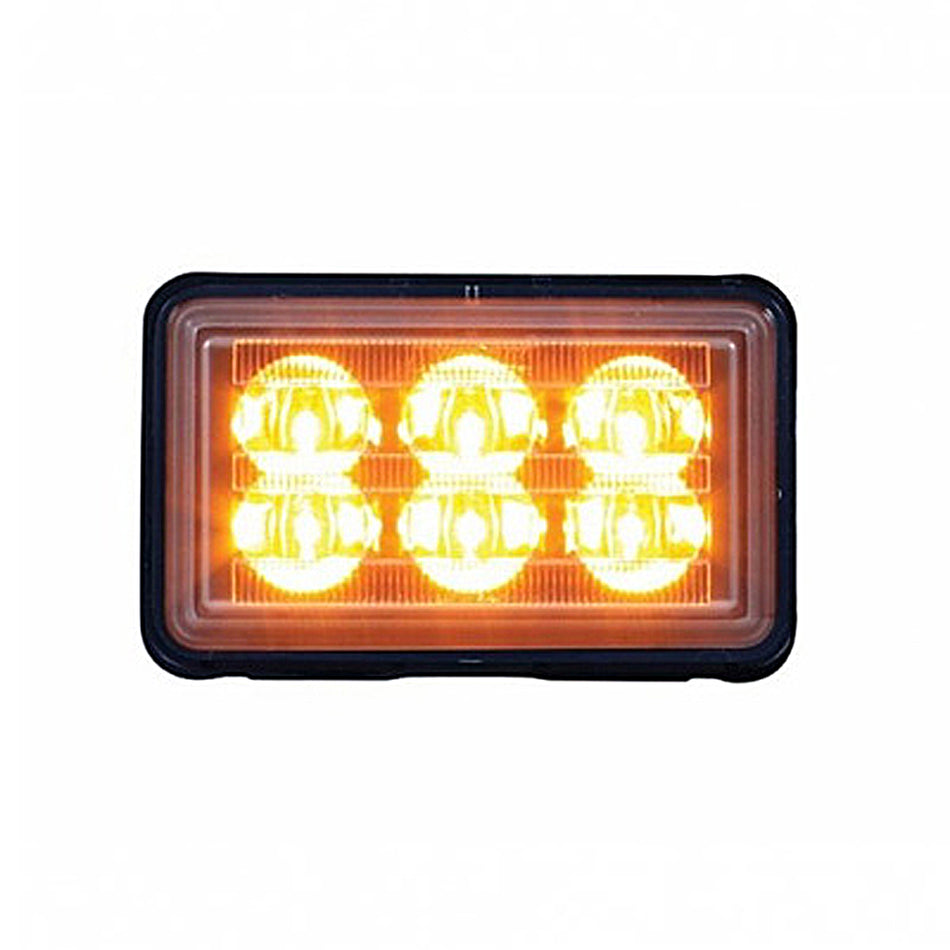 6 High Power LED Rectangular Warning Light With Bracket (Amber, Blue or Red LEDs)