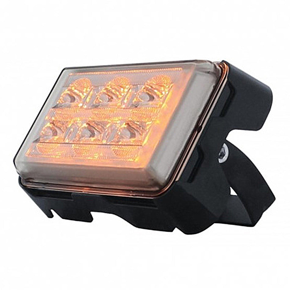 6 High Power LED Rectangular Warning Light With Bracket (Amber, Blue or Red LEDs)