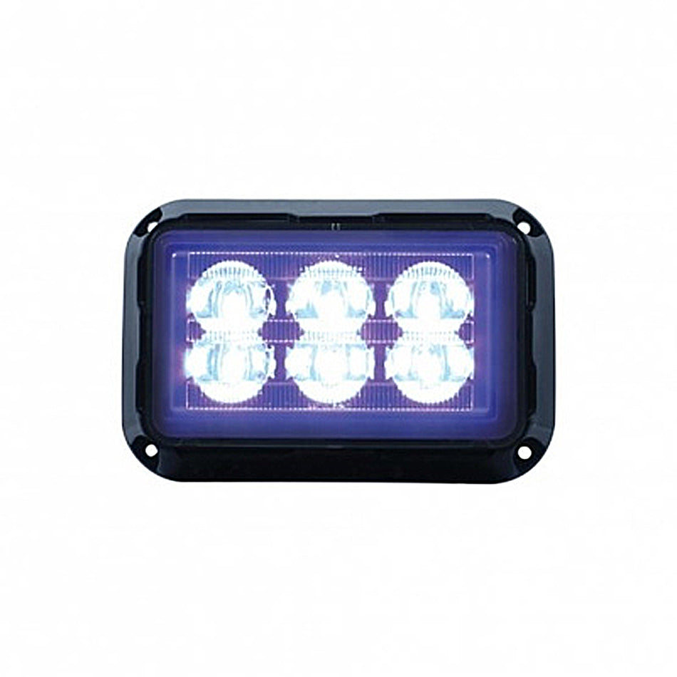 United Pacific - 6 High Power LED Rectangular Warning Light - Blue or Red LEDs