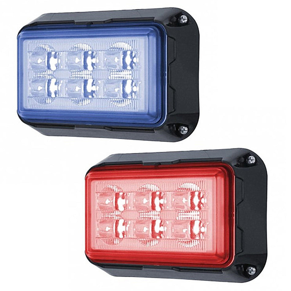 United Pacific - 6 High Power LED Rectangular Warning Light - Blue or Red LEDs