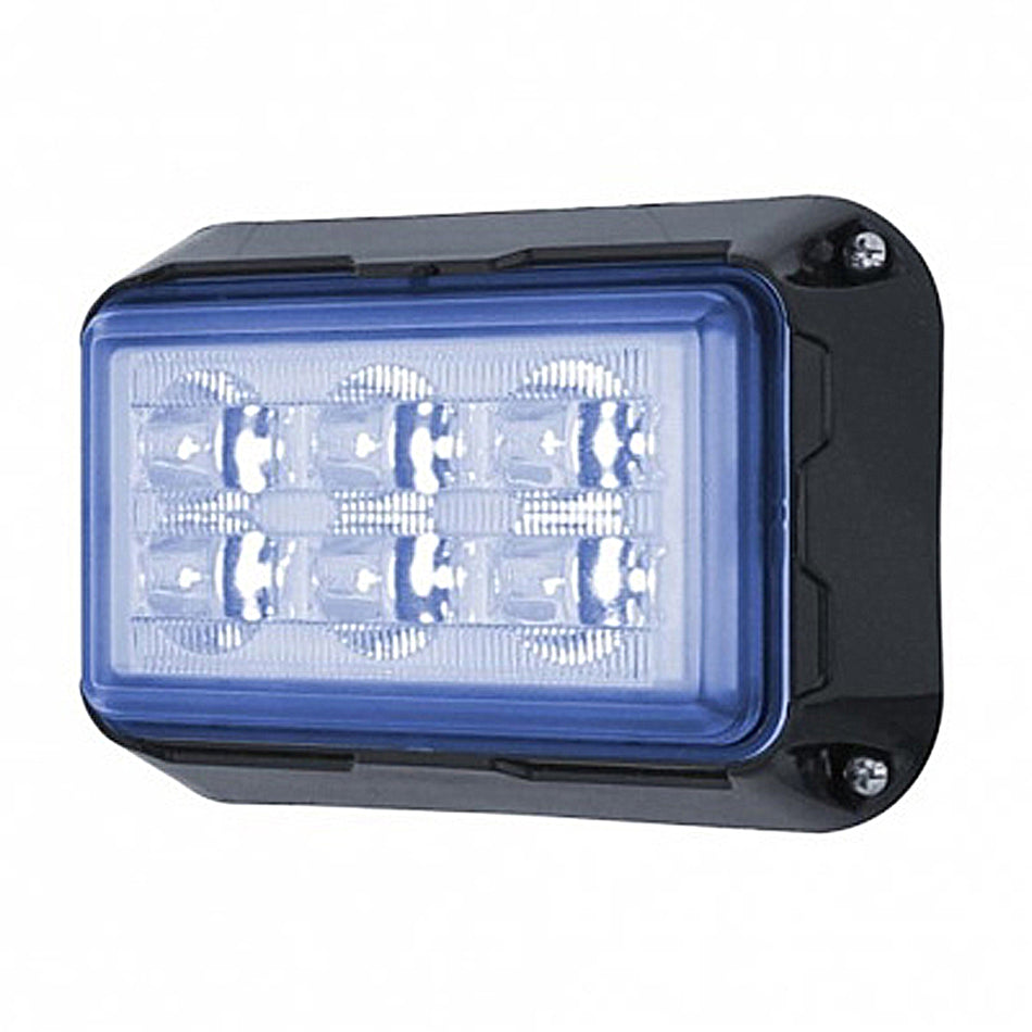 United Pacific - 6 High Power LED Rectangular Warning Light - Blue or Red LEDs