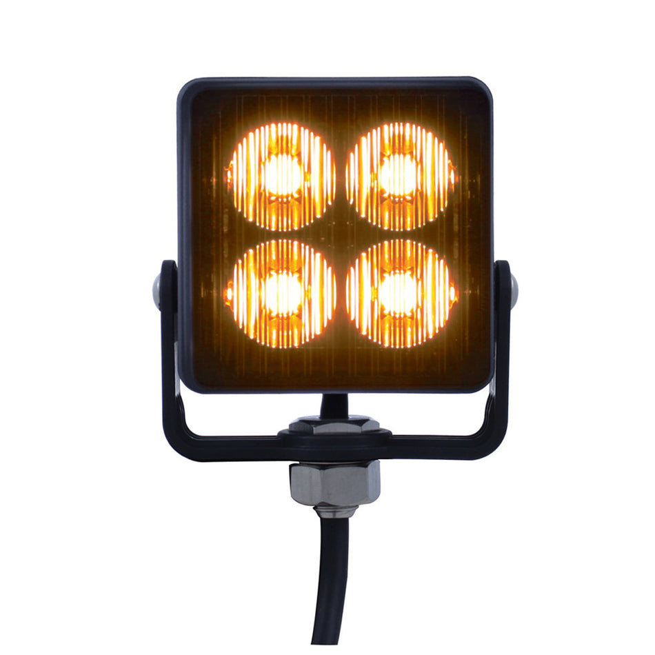 4 High Power LED Square Warning Light Head - Amber or White LED