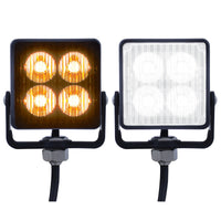 4 High Power LED Square Warning Light Head - Amber or White LED