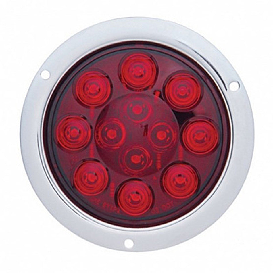 United Pacific - 12 LED 4" Round Flange Mount Stop, Turn & Tail Light - Red LEDs (Red Lens)