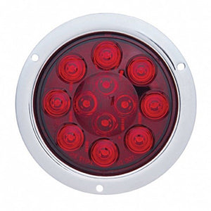 United Pacific - 12 LED 4" Round Flange Mount Stop, Turn & Tail Light - Red LEDs (Red Lens)