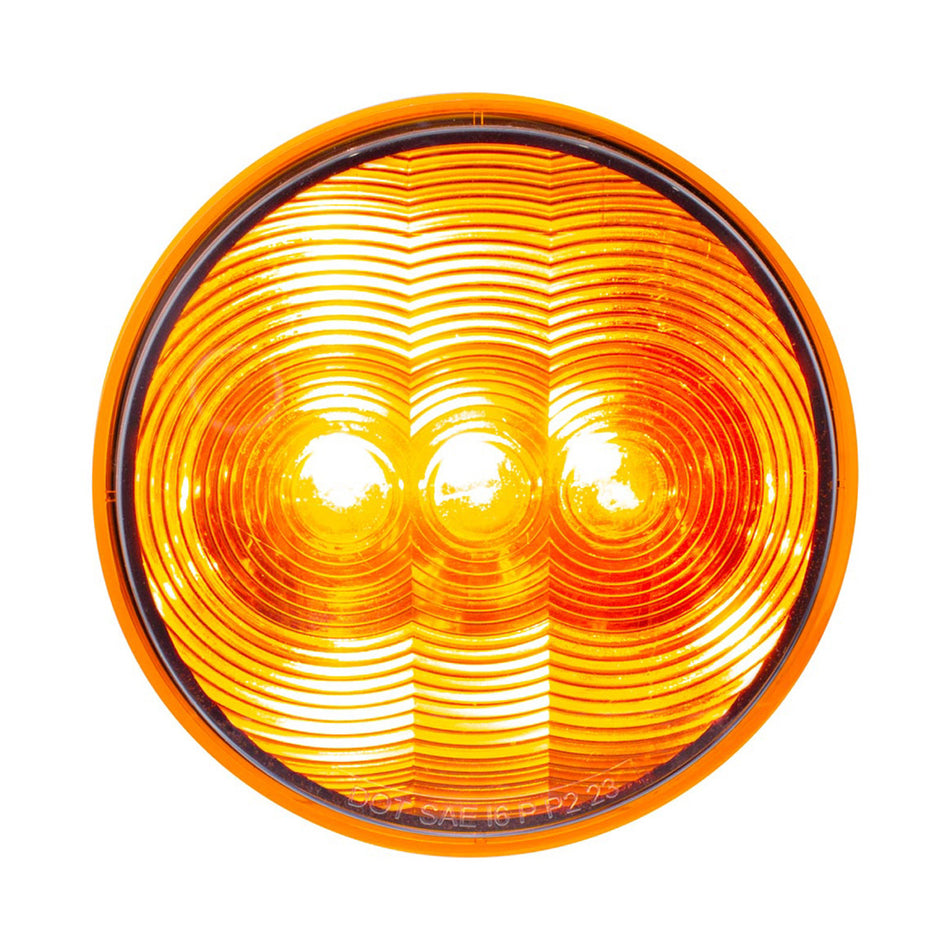 United Pacific - 3 LED 4" Round Turn Signal Light - Amber or Red LEDs (Amber or Red Lens)