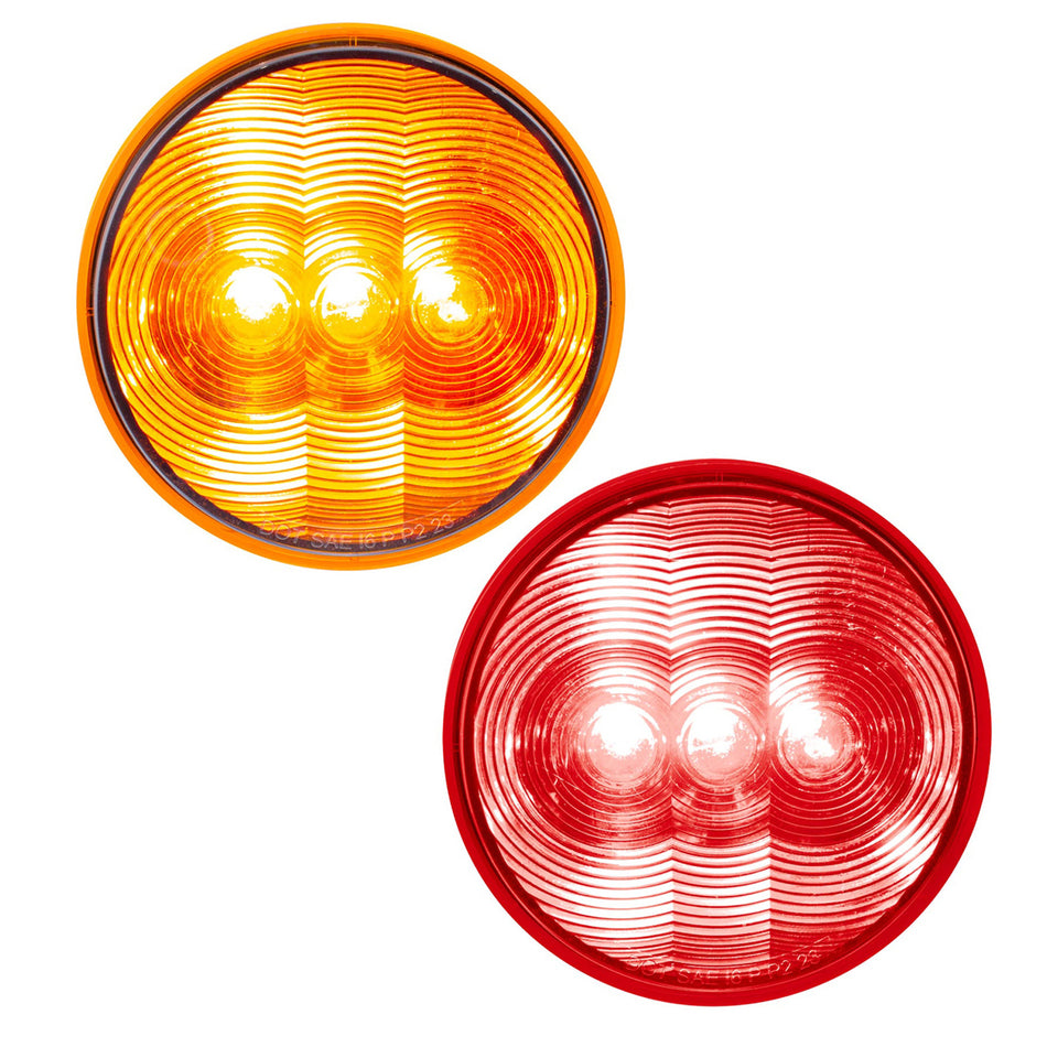 United Pacific - 3 LED 4" Round Turn Signal Light - Amber or Red LEDs (Amber or Red Lens)
