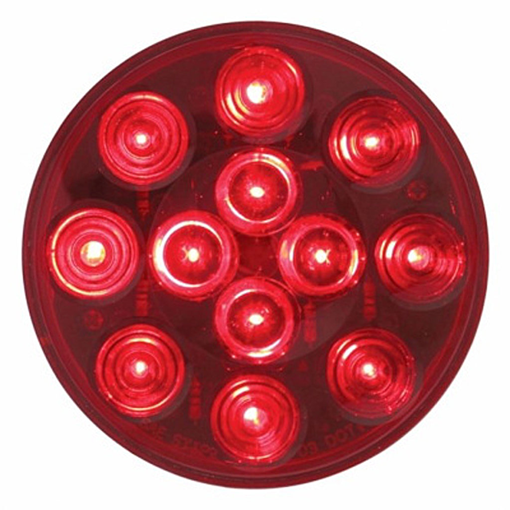 United Pacific - 12 LED 4" Round Stop, Turn & Tail Light Kit - Red LED (Red Lens)