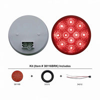12 LED 4" Round Reflector Stop, Turn & Tail Light - Red LED (Red Lens) Light Only or Full Light Kit