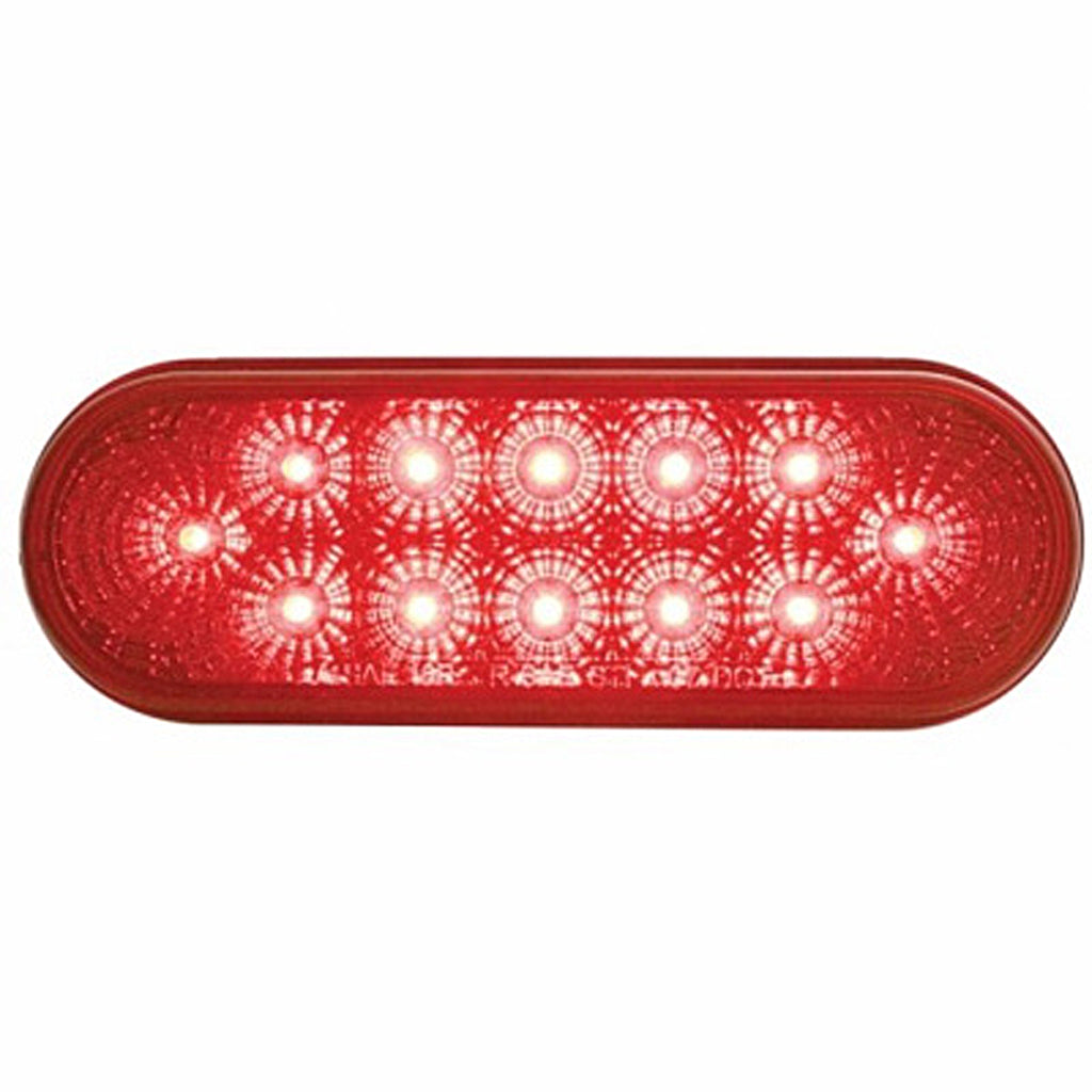 12 LED 6" Oval Reflector Stop, Turn & Tail Light Kit - Red LED (Red Lens)