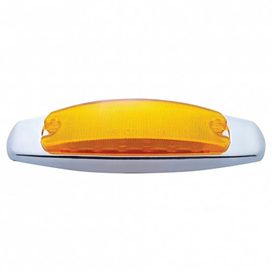 12 LED Rectangular Clearance/Marker Light With Chrome Bezel - Amber LEDs (Amber Lens)