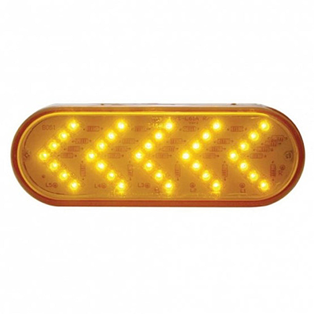 35 LED 6" Oval Sequential Turn Signal Light - Amber LED (Amber Lens) Light Only or Full Light Kit
