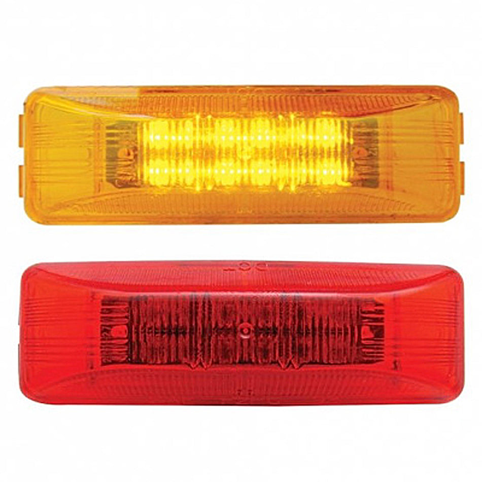 12 LED Rectangular Marker Light - Amber or Red LEDs (Amber or Red Lens) Light Only or Full Light Kit