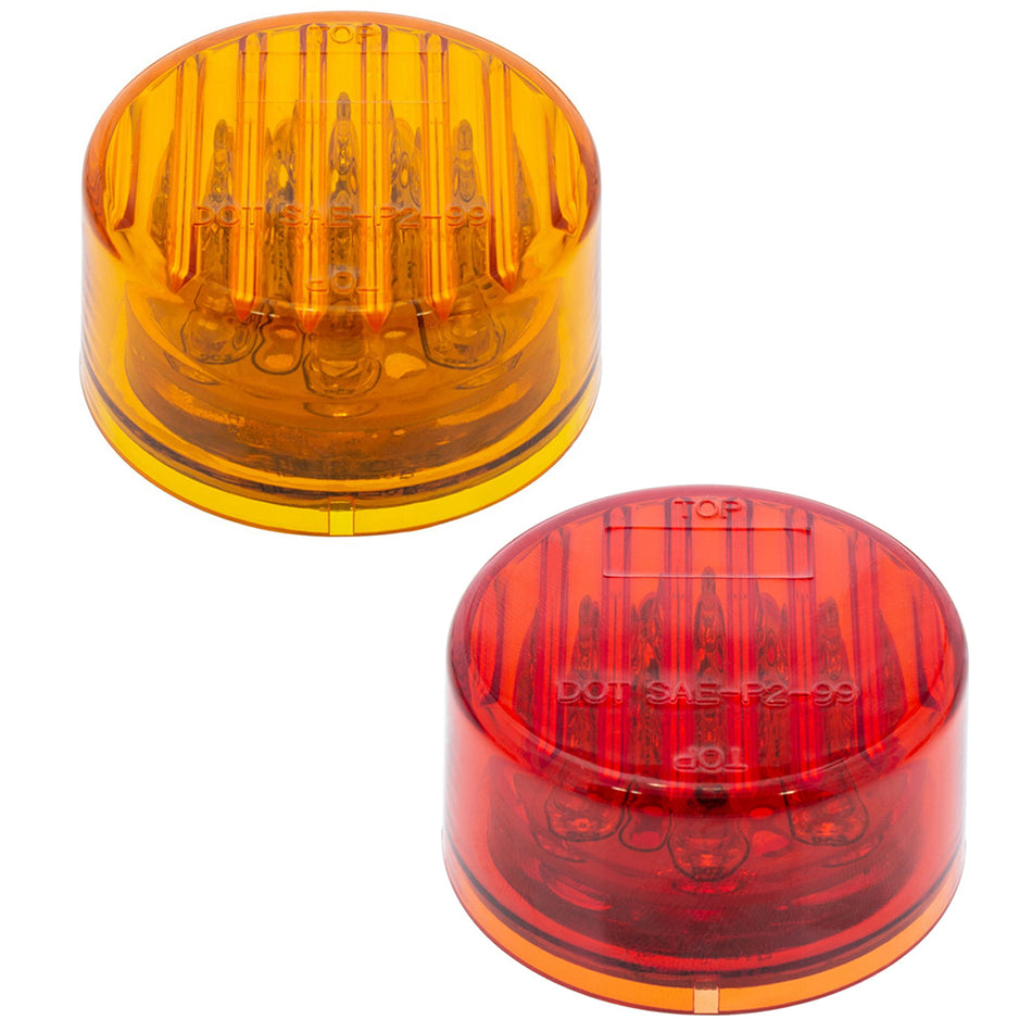 9 LED 2" Round Marker Light - Amber or Red LEDs (Amber or Red Lens) Light Only or Full Light Kit