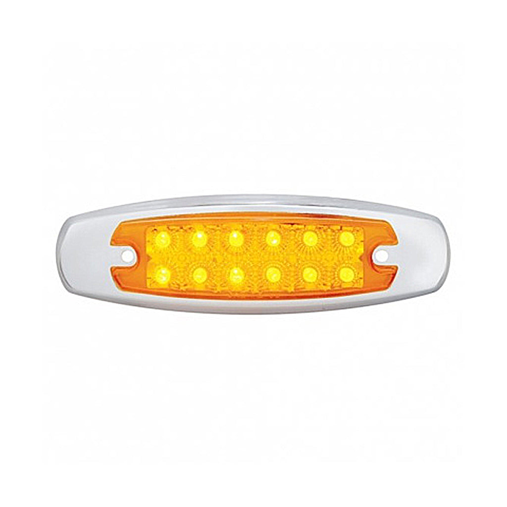 12 LED Reflector Rectangular Clearance Light With Bezel - Amber LEDs (Amber or Clear Lens)