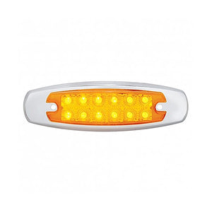 12 LED Reflector Rectangular Clearance Light With Bezel - Amber LEDs (Amber or Clear Lens)
