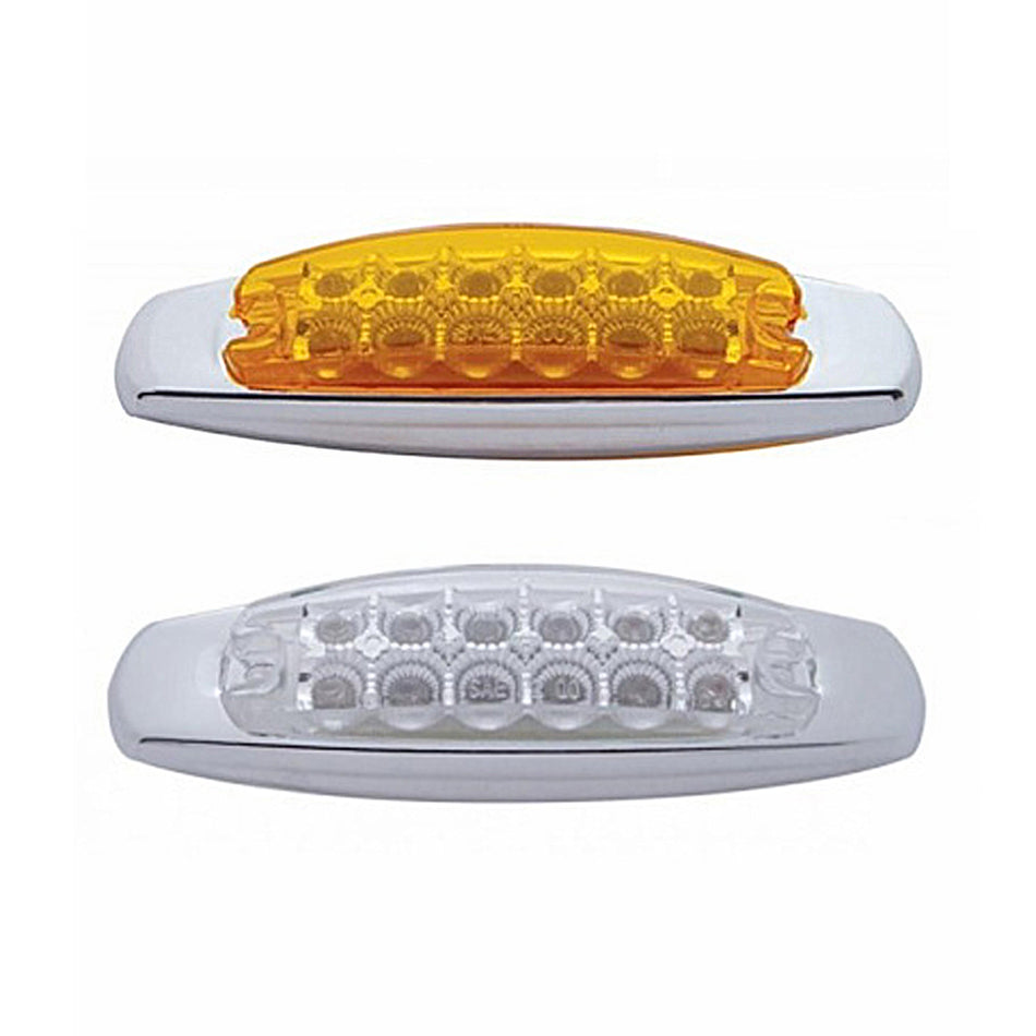 12 LED Reflector Rectangular Clearance Light With Bezel - Amber LEDs (Amber or Clear Lens)